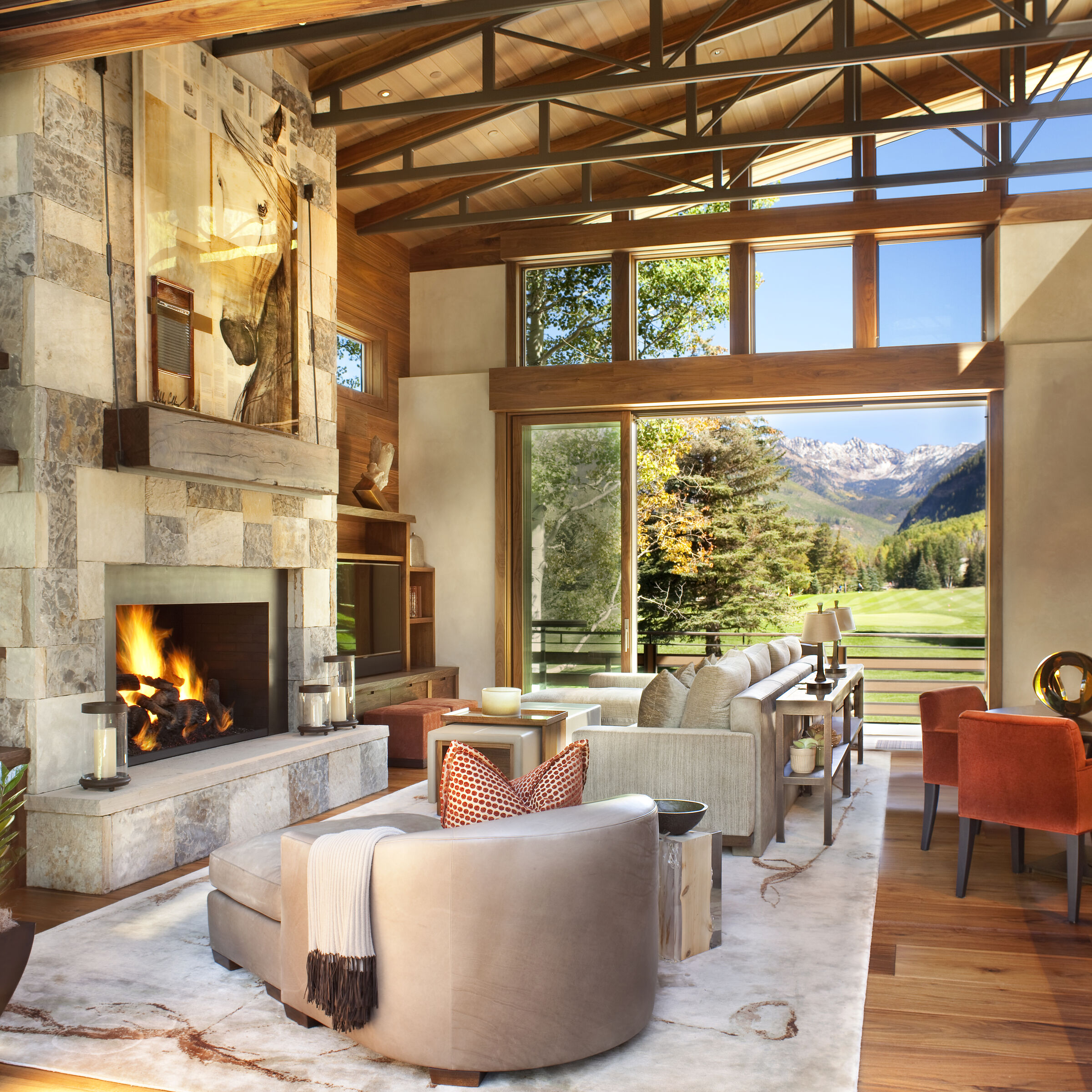 Ptarmigan interior walnut cabinetry and finishes